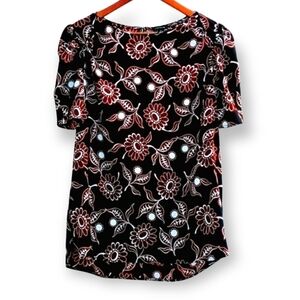 NEW Ann Taylor | XS floral top black red